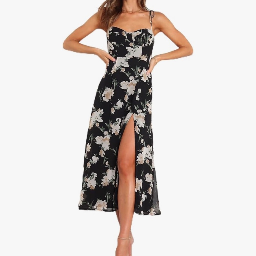 Petal & Pup Meg Midi Dress in Black Floral